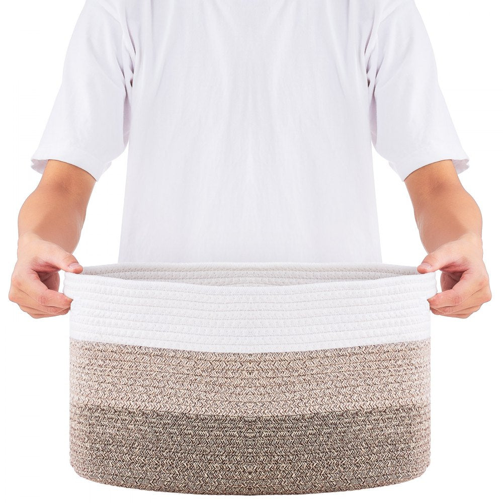 VEVOR Cotton Rope Basket, 22L, 3 Packs Storage Basket, Woven Basket Bins with Handles, Decorative Shelf Organizer Towel Hamper, Boho Toy Basket for Organizing Books Clothes Living Room 15 x 10 x 9 in