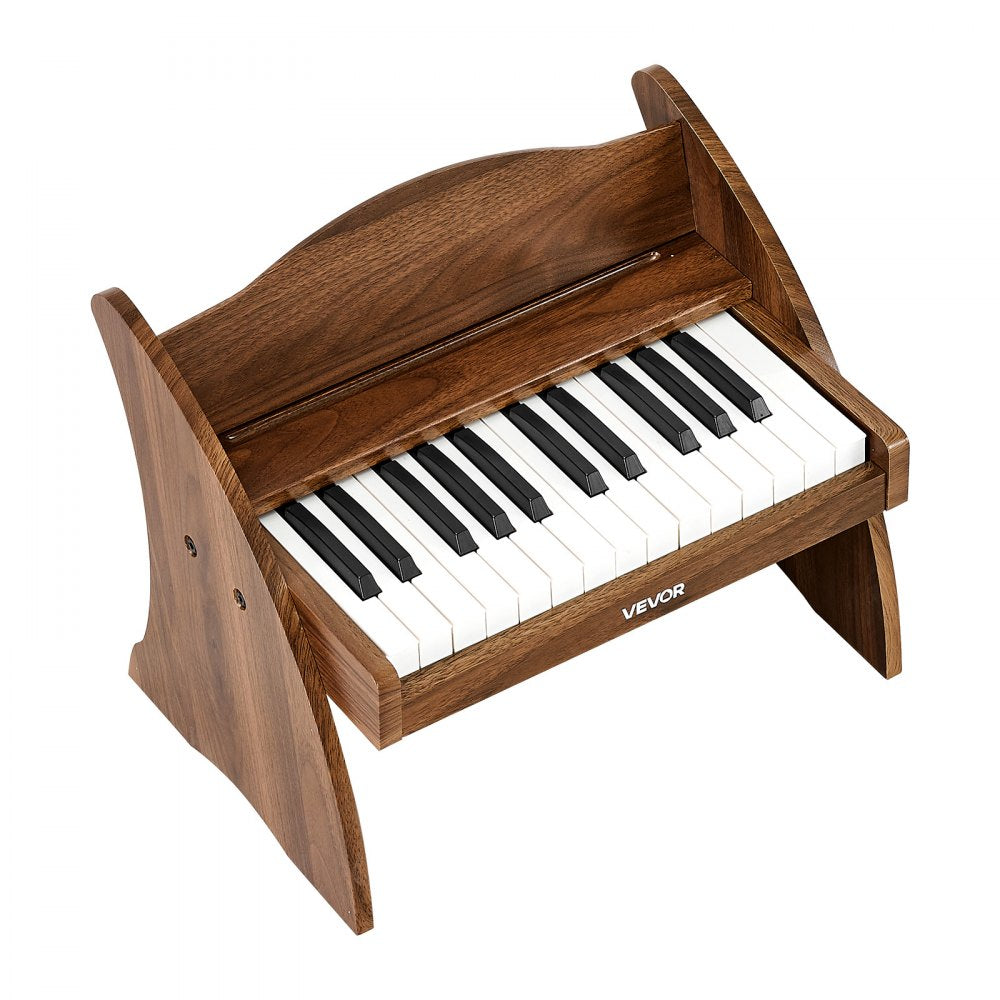 VEVOR Kids Piano Keyboard, 25 Keys Wooden Digital Piano for Kids, Mini Music Educational Instrument Toy with Realistic Sound, Dual Power, Adjustable Volume for Toddlers, Boys Girls Learning, Walnut