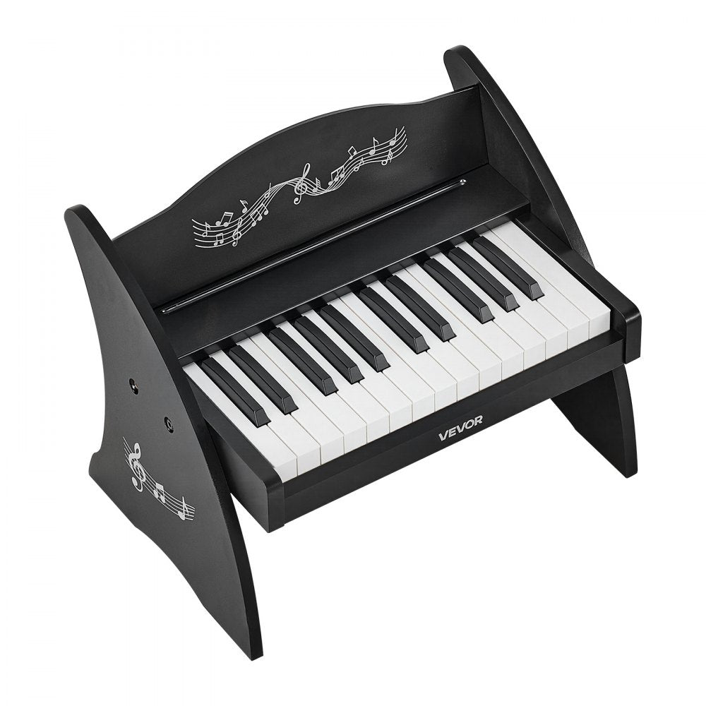 VEVOR Kids Piano Keyboard, 25 Keys Wooden Digital Piano for Kids, Mini Music Educational Instrument Toy with Realistic Sound, Dual Power, Adjustable Volume for Toddlers, Boys Girls Learning, Black