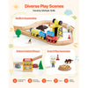 VEVOR 70PCS Wooden Train Set, with Magnetic Crane, Wood Train Track Toy for Kids Ages 3-8, Construction Crane Railway Set, Compatible with Major Brands, Christmas Birthday Toy for Toddlers Boys Girls