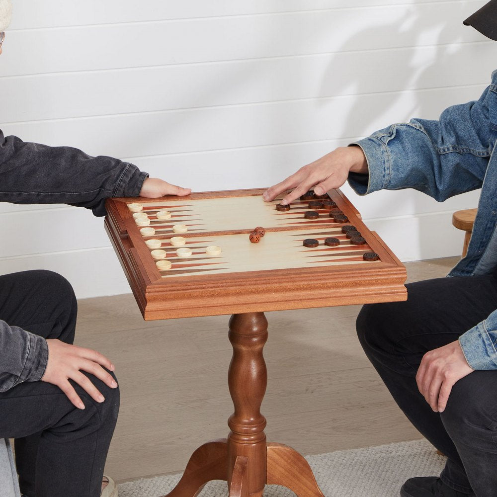 VEVOR 3-IN-1 Chess Checkers Backgammon Table Set, 18 Inch Premium Wooden Chess Table, Deluxe Combo Game Table Furniture Set, Chess Set Board Game Gift for Family Board Games