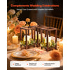 VEVOR 12 Set/36 Pcs Wooden Wedding Lantern Centerpiece, Includes 12 Wooden Lantern Candle Holder 12 Flameless LED Candle 12 Eucalyptus Leaves Wreath for Wedding Table Party Farmhouse Decor, Brown