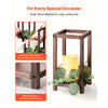 VEVOR 12 Set/36 Pcs Wooden Wedding Lantern Centerpiece, Includes 12 Wooden Lantern Candle Holder 12 Flameless LED Candle 12 Eucalyptus Leaves Wreath for Wedding Table Party Farmhouse Decor, Brown