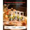 VEVOR 12 Set/36 Pcs Wooden Wedding Lantern Centerpiece, Includes 12 Wooden Lantern Candle Holder 12 Flameless LED Candle 12 Eucalyptus Leaves Wreath for Wedding Table Party Farmhouse Decor, White