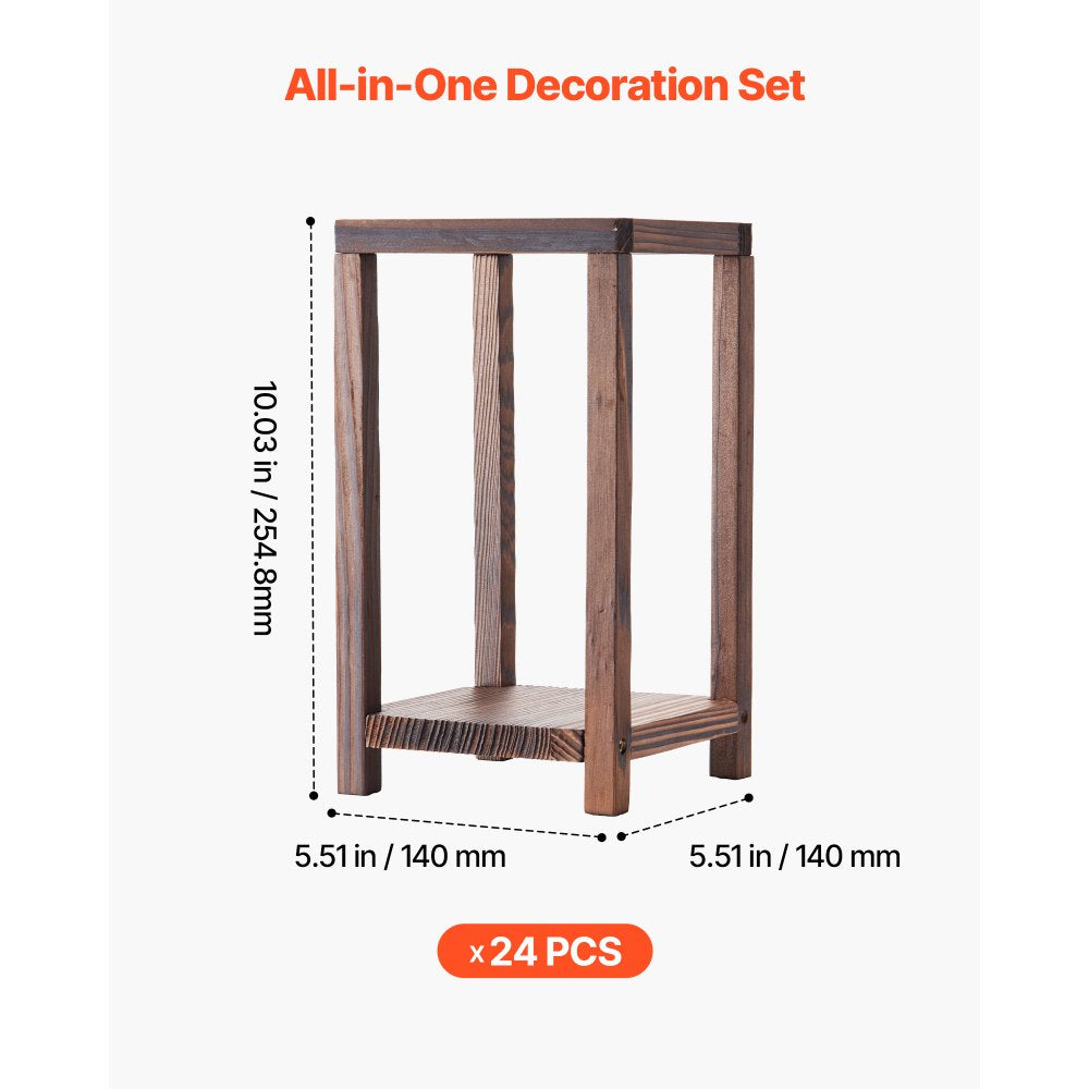 VEVOR 24 Pcs Wooden Wedding Lantern, Cedar Wood and Plastic Wooden Lantern Candle Holder, Rustic Decorative Home Centerpiece Ideal for Wedding Table Party Farmhouse Indoor Decor, Brown