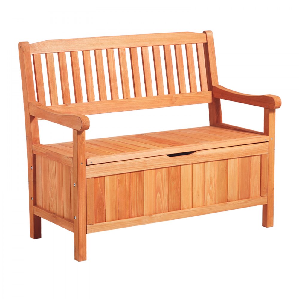 VEVOR Outdoor Storage Bench, 2-Person Wooden Storage Bench, 33 Gallons Deck Box with Side Handle, Supports up to 705 lbs, Outdoor Seating & Porch Decor, for Patio Garden Balcony Yard