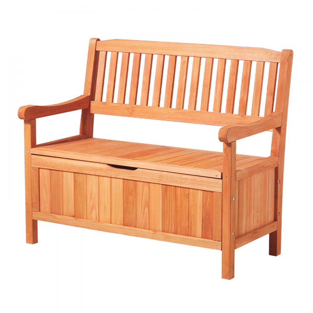 VEVOR Outdoor Storage Bench, 2-Person Wooden Storage Bench, 33 Gallons Deck Box with Side Handle, Supports up to 705 lbs, Outdoor Seating & Porch Decor, for Patio Garden Balcony Yard