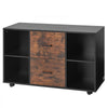 VEVOR 2 Drawer Wooden File Cabinet, Mobile Filing Cabinet with Open Shelves, Lateral Rolling File Storage with Lockable Wheels, Modern Free Standing Printer Stand for Home, Office, School, Black
