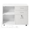 VEVOR 3 Drawer Wooden File Cabinet, Mobile Filing Cabinet with Light Strip, Lockable Rolling File Storage with Adjustable Shelves & 5 Wheels, Free Standing Printer Stand for Home Office School, White