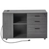 VEVOR 3 Drawer Wooden File Cabinet, Mobile Filing Cabinet with Power Strip, Lockable Rolling File Storage with Adjustable Shelves & 5 Wheels, Floor Standing Printer Stand for Home Office School, Gray