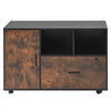 VEVOR Wood File Cabinet, Mobile Filing Cabinet with Open Shelves, Lockable Lateral Rolling File Storage with Adjustable Shelves, Free Standing Printer Stand for Home, Office, School, Rustic Brown