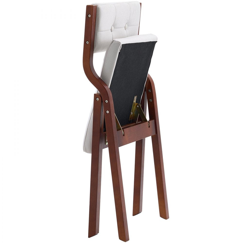 VEVOR Wooden Folding Chairs with Cushion, Set of 2, Portable Foldable Cushion Chair with Wooden Frame, Modern Padded Dining Chair for Kitchen, Office, Wedding, Party, Dining Room, Easy Assembly, White