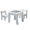VEVOR 4 in 1 Kid Activity Table and 2 Chairs Set, Graffiti & Building Blocks Double-Sided Tabletop, Toddler Play Table with Storage for Kids 3+ Years, Large Storage Space, Gift for Boys & Girls, White