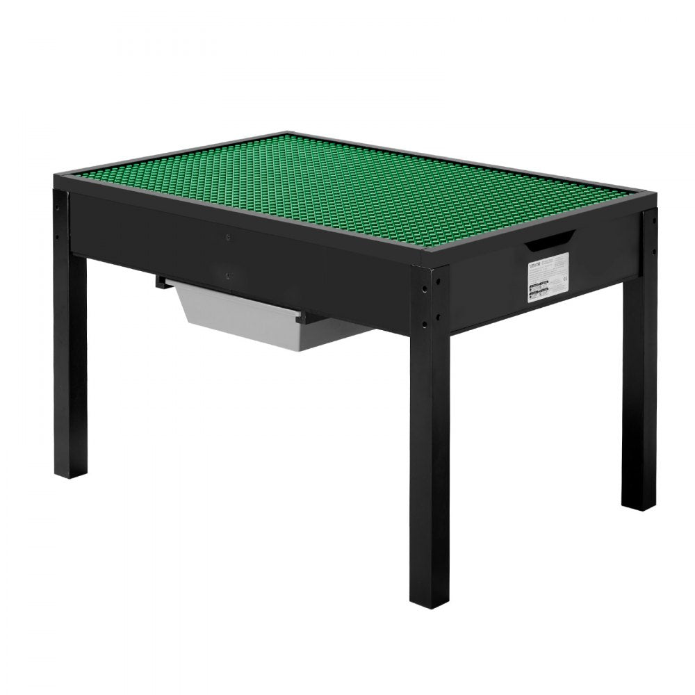 VEVOR Kids Wooden Activity Table, Building Blocks Double-Sided Tabletop, Multi-Purpose Activity Play Table with 2 Storage Bins for Kids 3+ Years, Large Storage Space, Present for Boys & Girls, Black