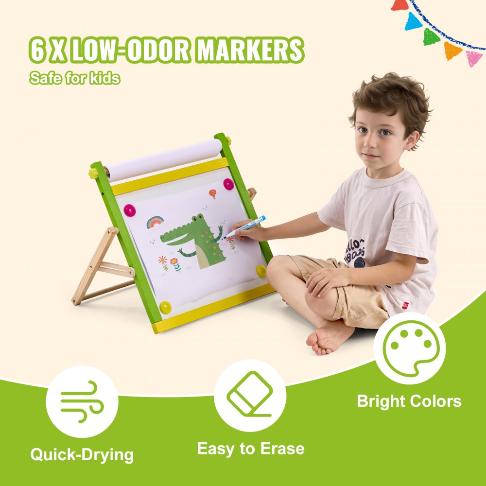 VEVOR Easel Accessory Set, 32 PCS Kid's Art Easel Painting Kit Including Chalks, Dry-Erase Markers & Paper Rolls, Supplies Set for Standing Art Easel, Painting Accessories for Toddlers Boys and Girls