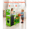 VEVOR Kids Grocery Store Playset, Wooden Play Market Stand with Shopping Bag, Kids Supermarket Pretend Play Store with Conveyor Belt, Scanner, Cash Register, Realistic Scale, Gift for Boys & Girls