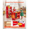 VEVOR Kids Grocery Store Playset, Wooden Play Store with Shopping Bag, Kids Supermarket Pretend Play Toy Set with Conveyor Belt, Scanner, Cash Register, Realistic Scale, Gift for Boys & Girls