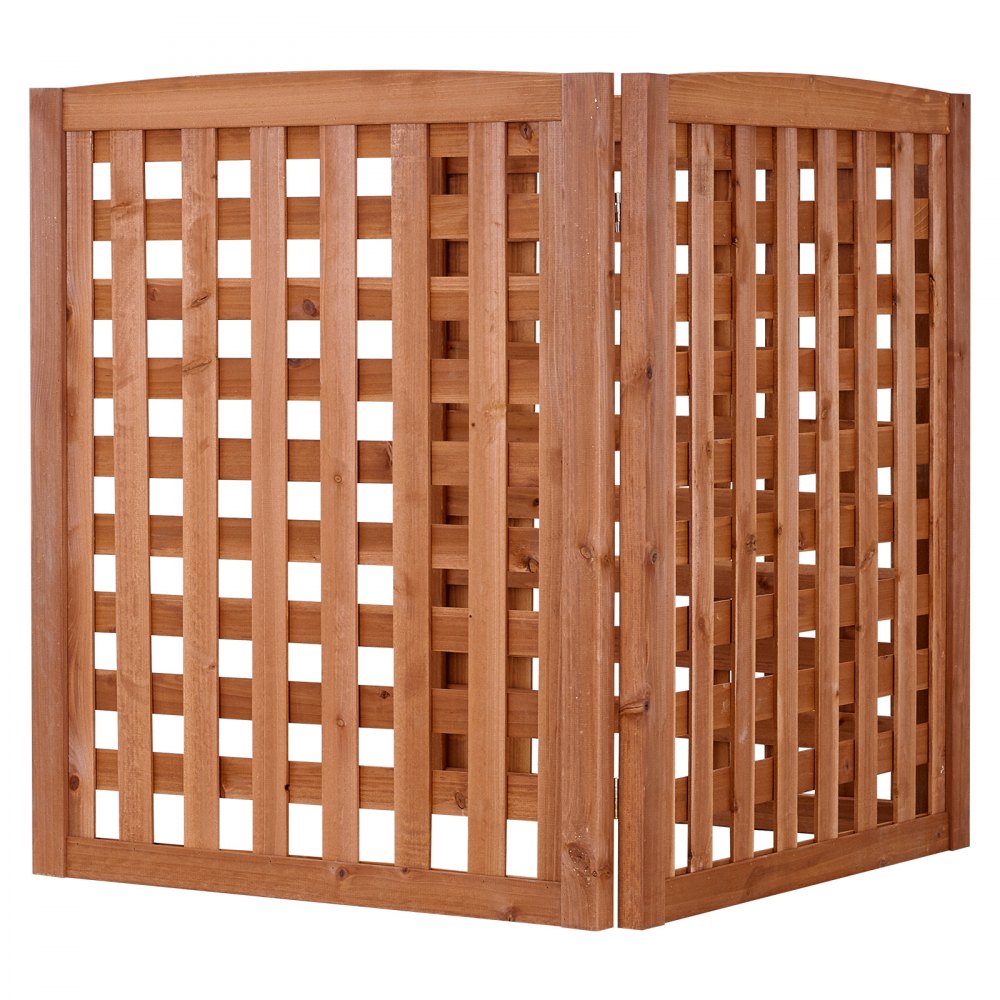 VEVOR Wooden Privacy Fence, 32 x 38 inch Air Conditioner Fence, 3 Panel Solid Outdoor Wood Privacy Screen with Adjustable Angle, Hinge-Reinforced Structure, Trash Can Hider Fences for Garden