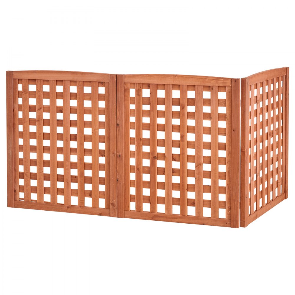 VEVOR Wooden Privacy Fence, 32 x 38 inch Air Conditioner Fence, 3 Panel Solid Outdoor Wood Privacy Screen with Adjustable Angle, Hinge-Reinforced Structure, Trash Can Hider Fences for Garden
