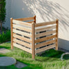 VEVOR Wood Privacy Fence, 38" W x 36" L, 3 Panel Slatted Air Conditioner Fence Screen, Pool Equipment Enclosure with Metal Stakes, Easy DIY Installation, Outdoor Trash Can Hider for Garden Decoration