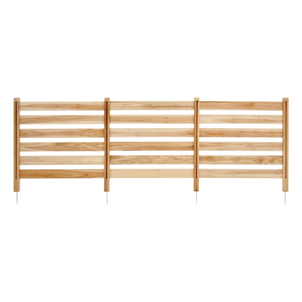 VEVOR Wood Privacy Fence, 38" W x 36" L, 3 Panel Slatted Air Conditioner Fence Screen, Pool Equipment Enclosure with Metal Stakes, Easy DIY Installation, Outdoor Trash Can Hider for Garden Decoration