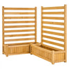VEVOR Wooden Privacy Fence, 36 x 45 inch Air Conditioner Fence, 2 Slatted Panel Solid Outdoor Wood Privacy Screen with 2 Planters, Metal Stakes, Trash Can Hider Fences Suitable for Garden, Pool