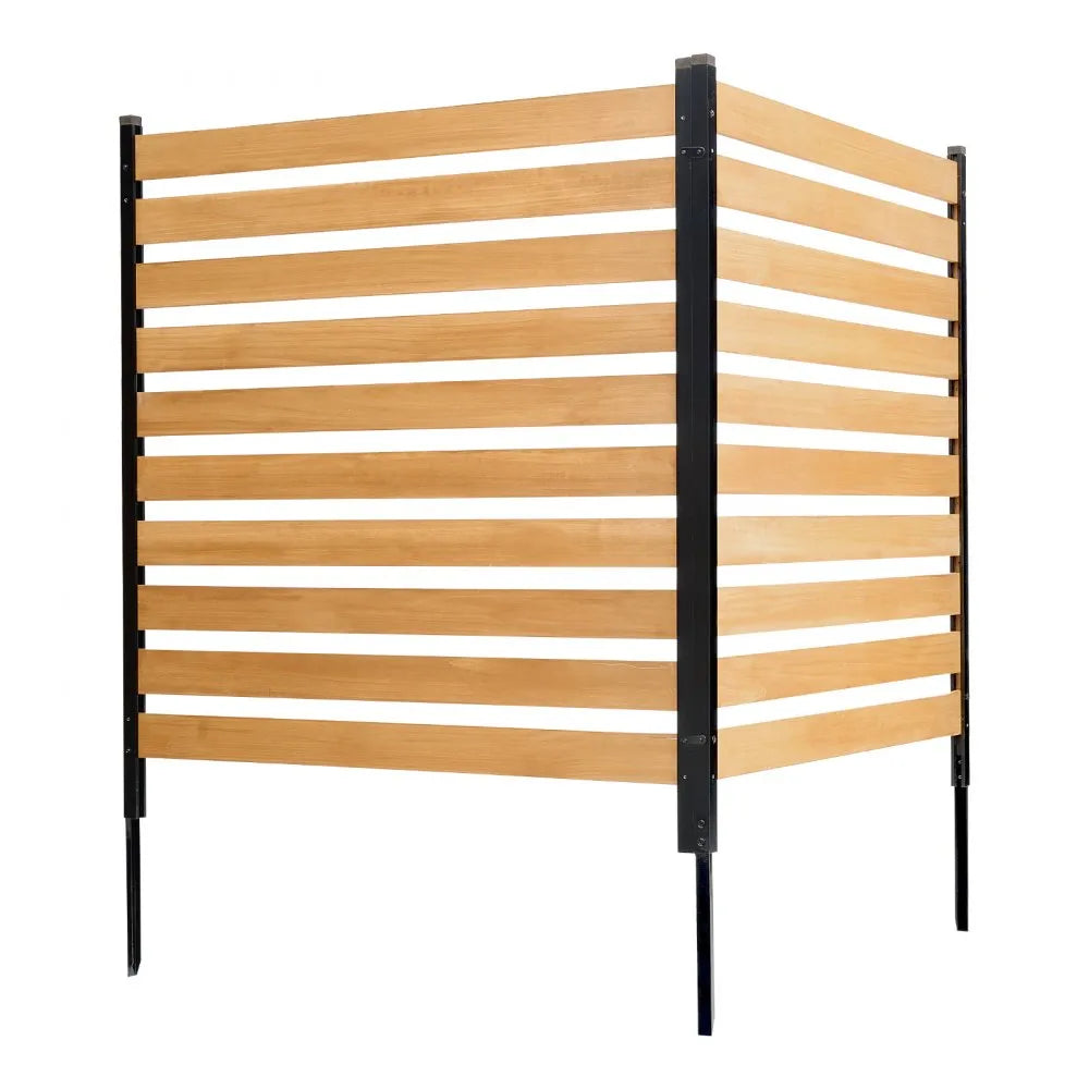 VEVOR Wood Privacy Fence, 38" W x 42" L, 2-Panel Slatted Air Conditioner Fence Screen, Pool Equipment Enclosure with Metal Stakes, Easy DIY Installation, Outdoor Trash Can Hider for Garden Decoration