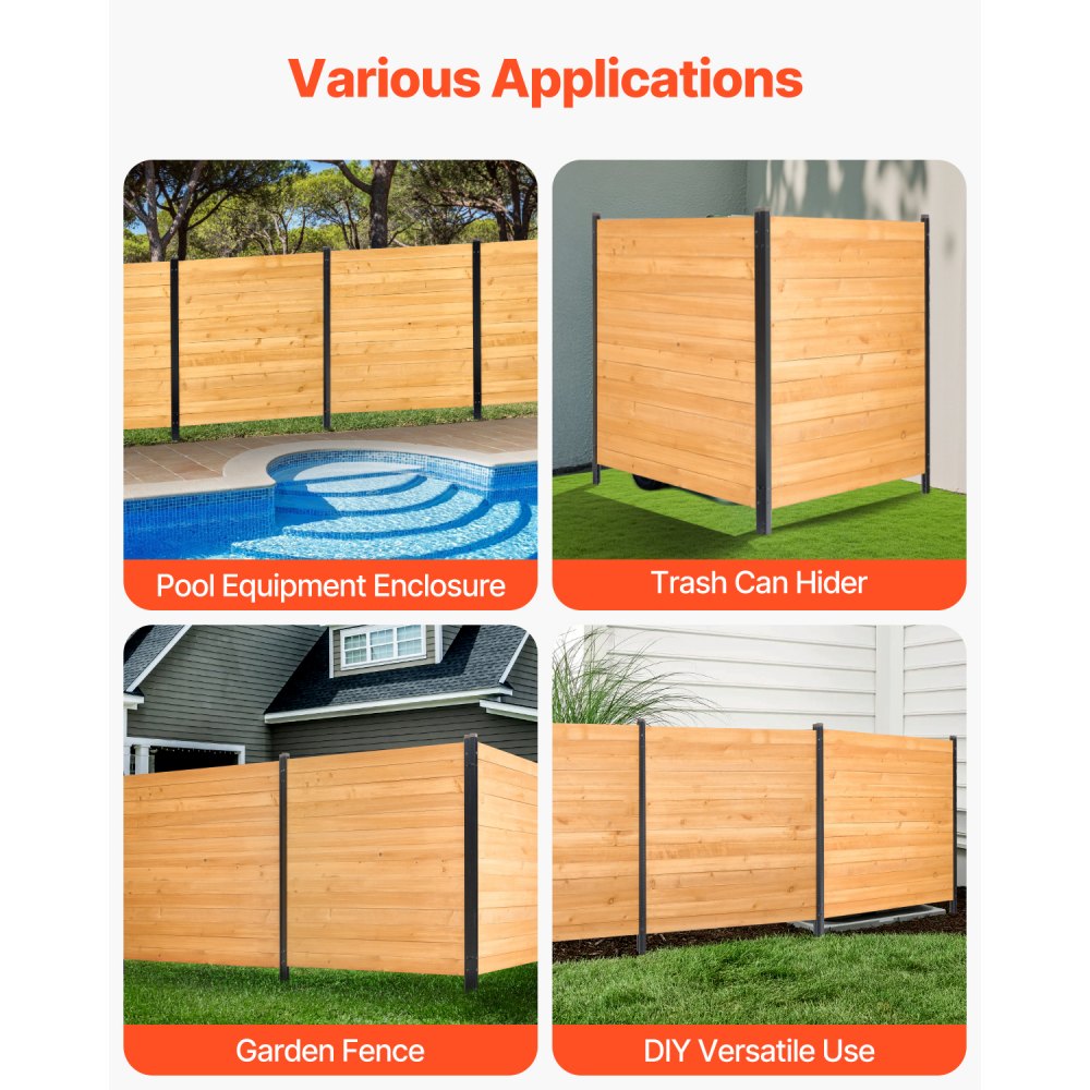 VEVOR Wood Privacy Fence, 38" W x 42" L, 2 Panel Solid Air Conditioner Fence Screen, Pool Equipment Enclosure with Metal Stakes, Easy DIY Installation, Outdoor Trash Can Hider for Garden Decoration