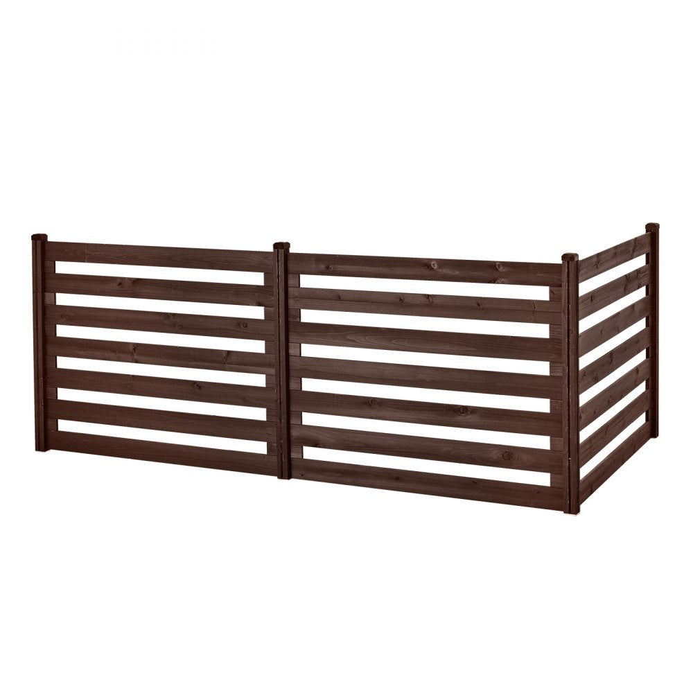 VEVOR Wooden Privacy Fence, 48 x 37 inch Air Conditioner Fence, 3 Panel Solid Outdoor Wood Privacy Screen with Metal Stakes, Steel Frame, Trash Can Hider Fences Suitable for Garden, Pool