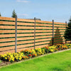 VEVOR Wooden Privacy Fence, 48 x 49 x 28 inch Air Conditioner Fence, 2 Panel Solid Outdoor Wood Privacy Screen with Metal Stakes, Steel Frame, Trash Can Hider Fences Suitable for Garden, Pool