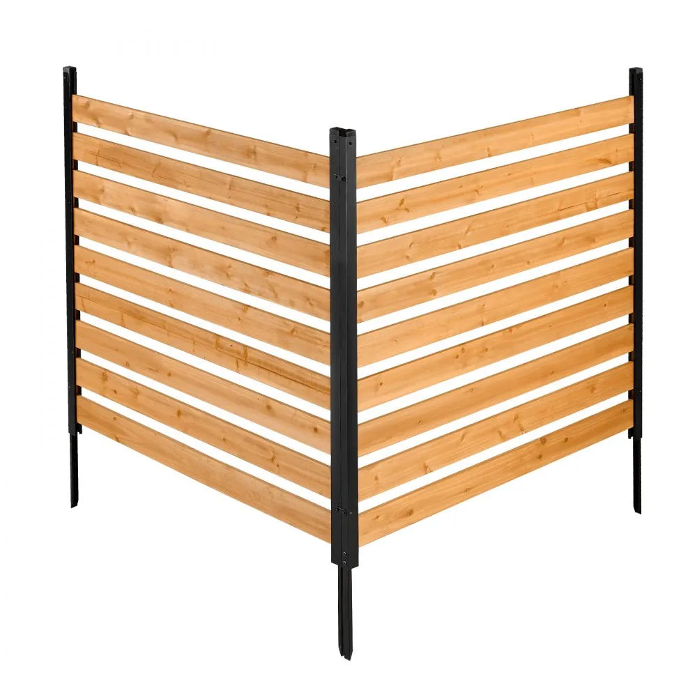 VEVOR Wooden Privacy Fence, 48 x 49 x 28 inch Air Conditioner Fence, 2 Panel Solid Outdoor Wood Privacy Screen with Metal Stakes, Steel Frame, Trash Can Hider Fences Suitable for Garden, Pool