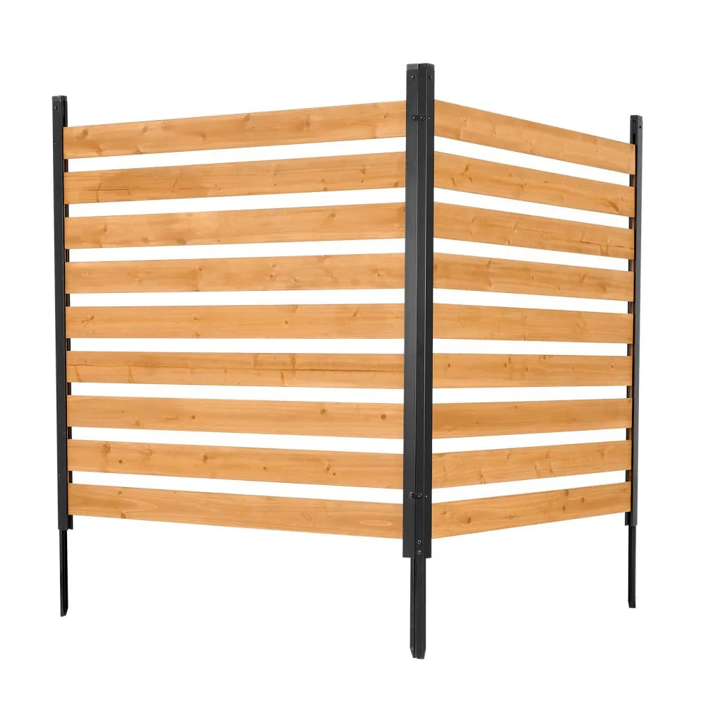VEVOR Wooden Privacy Fence, 48 x 49 x 28 inch Air Conditioner Fence, 2 Panel Solid Outdoor Wood Privacy Screen with Metal Stakes, Steel Frame, Trash Can Hider Fences Suitable for Garden, Pool
