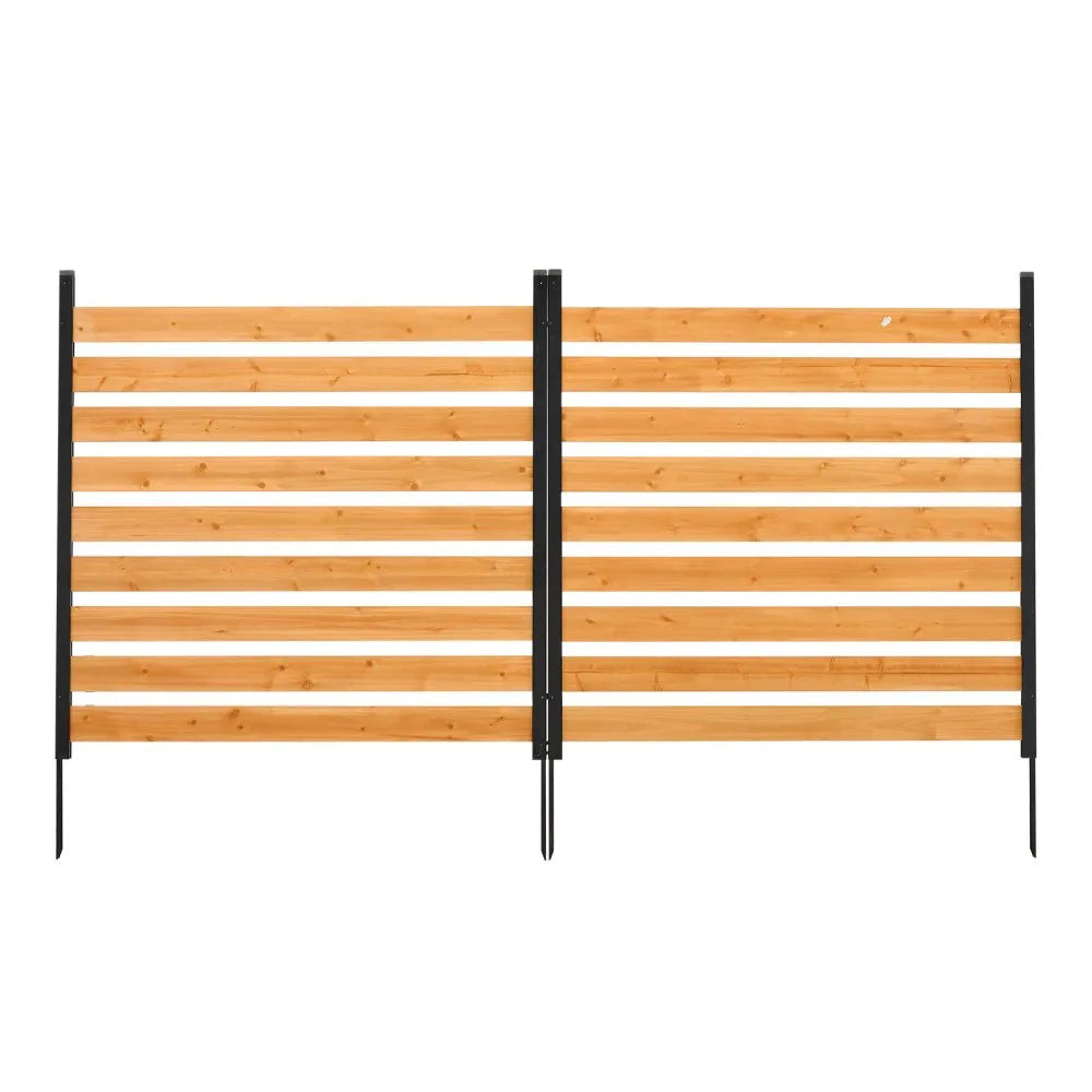 VEVOR Wooden Privacy Fence, 48 x 49 x 28 inch Air Conditioner Fence, 2 Panel Solid Outdoor Wood Privacy Screen with Metal Stakes, Steel Frame, Trash Can Hider Fences Suitable for Garden, Pool
