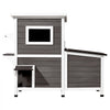 VEVOR Outdoor Cat House, 2-Story Wooden Cat Shelter for 3 Outside Cats in Winter, Elevated Feral Kitty Shelter with Stairs, Clear Window & Flap Doors, Waterproof Cats Condos for Garden 42 × 25 × 34 in