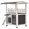 VEVOR Outdoor Cat House, 2-Story Wooden Cat Shelter with Stairs & Balcony, Elevated Feral Kitty Shelter, Spacious Room, Waterproof Cats Condos for Indoor & Outdoor Cats in Winter 30 x 22 x 30 in
