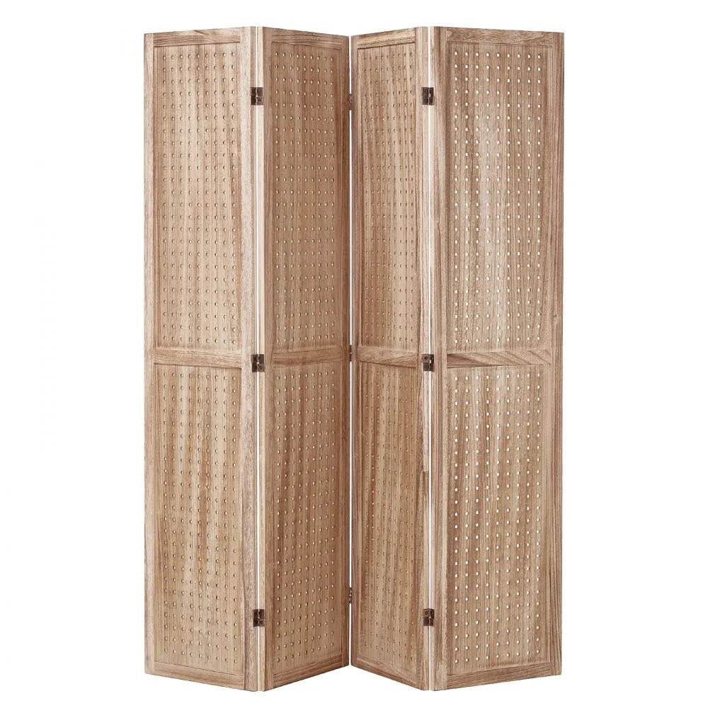 VEVOR Wood Room Divider, 4 Panel Wood Folding Privacy Screen, 66.9 Inches Tall Indoor Carved Partition Divider, Portable Decoration Screen, for Room Separation, Home, Office, Restaurant & Bedroom