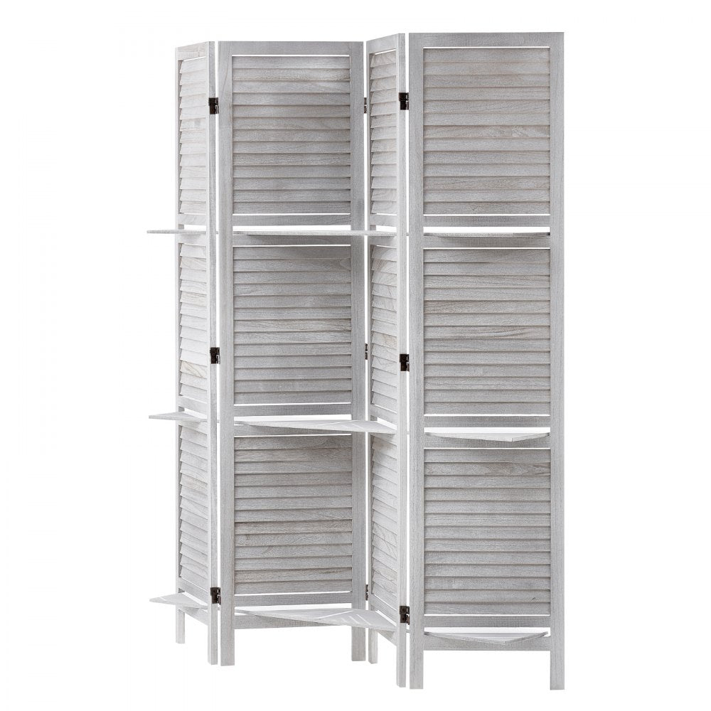 VEVOR Wood Room Divider, 4 Panel Wood Folding Privacy Screen, 66.9 Inches Tall Indoor Louvered Partition Divider, Portable Decoration Screen, for Room Separation, Home, Office, Restaurant & Bedroom