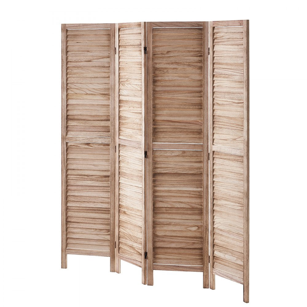 VEVOR Wood Room Divider, 4 Panel Wood Folding Privacy Screen, 66.9 Inches Tall Indoor Louvered Wooden Partition, Portable Decoration Screen, for Room Separation, Home, Office, Restaurant & Bedroom