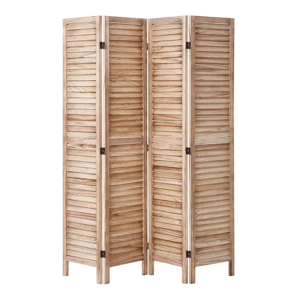 VEVOR Wood Room Divider, 4 Panel Wood Folding Privacy Screen, 66.9 Inches Tall Indoor Louvered Wooden Partition, Portable Decoration Screen, for Room Separation, Home, Office, Restaurant & Bedroom