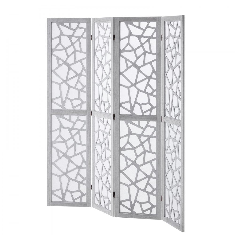 VEVOR Wood Room Divider, 4 Panel Wood Folding Privacy Screen, 66.9 Inches Tall Indoor Carved Wooden Partition, Portable Decoration Screen, for Room Separation, Home, Office, Restaurant & Bedroom