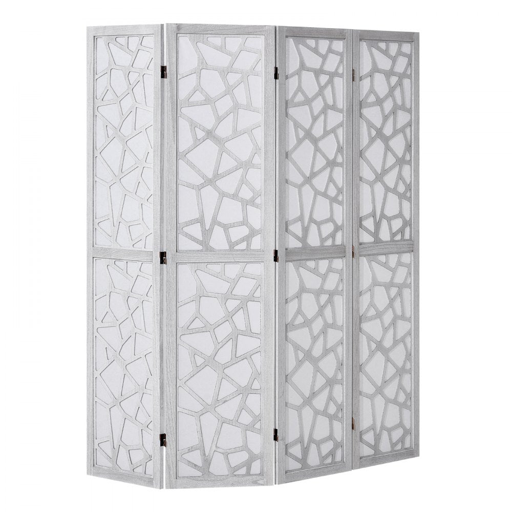 VEVOR Wood Room Divider, 4 Panel Wood Folding Privacy Screen, 66.9 Inches Tall Indoor Carved Wooden Partition, Portable Decoration Screen, for Room Separation, Home, Office, Restaurant & Bedroom