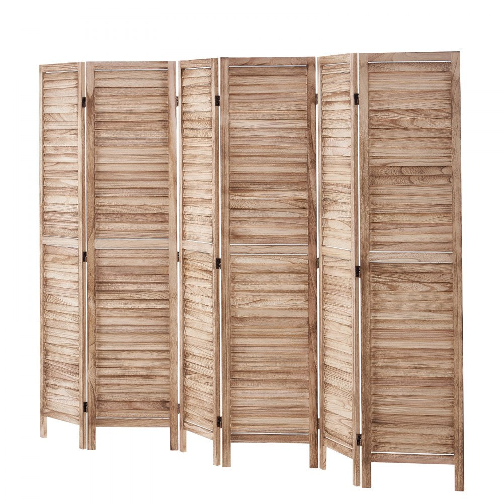 VEVOR Wood Room Divider, 6 Panel Wood Folding Privacy Screen, 66.9 Inches Tall Indoor Louvered Partition Divider, Portable Decoration Screen, for Room Separation, Home, Office, Restaurant & Bedroom