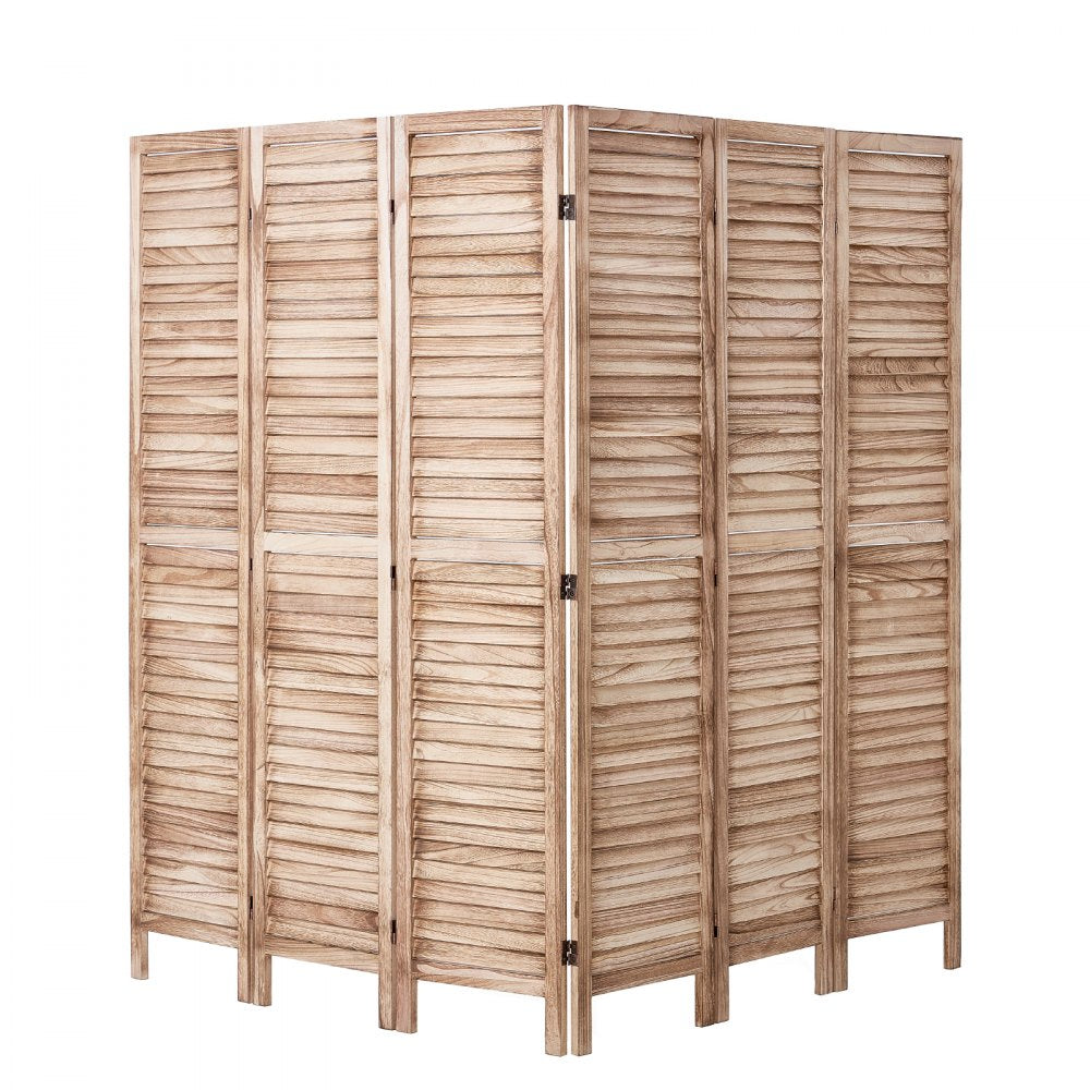 VEVOR Wood Room Divider, 6 Panel Wood Folding Privacy Screen, 66.9 Inches Tall Indoor Louvered Partition Divider, Portable Decoration Screen, for Room Separation, Home, Office, Restaurant & Bedroom