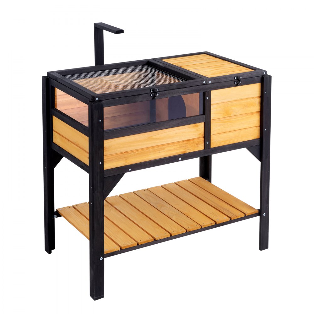 VEVOR Tortoise Habitat, Wooden Tortoise House Indoor & Outdoor, Tortoise Enclosure with Light Stand, Reptile Enclosure Small Animal Cage with Stand Legs for Gecko, Lizard, Snake