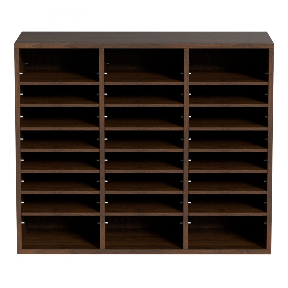 VEVOR Literature Organizers, 24 Compartments Office Mailbox with Adjustable Shelves, Wood Literature Sorter 29x12x24.4 inches for Office, Home, Classroom, Mailrooms Organization, EPA Certified, Brown