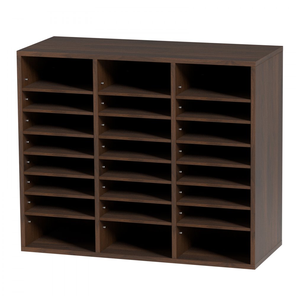 VEVOR Literature Organizers, 24 Compartments Office Mailbox with Adjustable Shelves, Wood Literature Sorter 29x12x24.4 inches for Office, Home, Classroom, Mailrooms Organization, EPA Certified, Brown