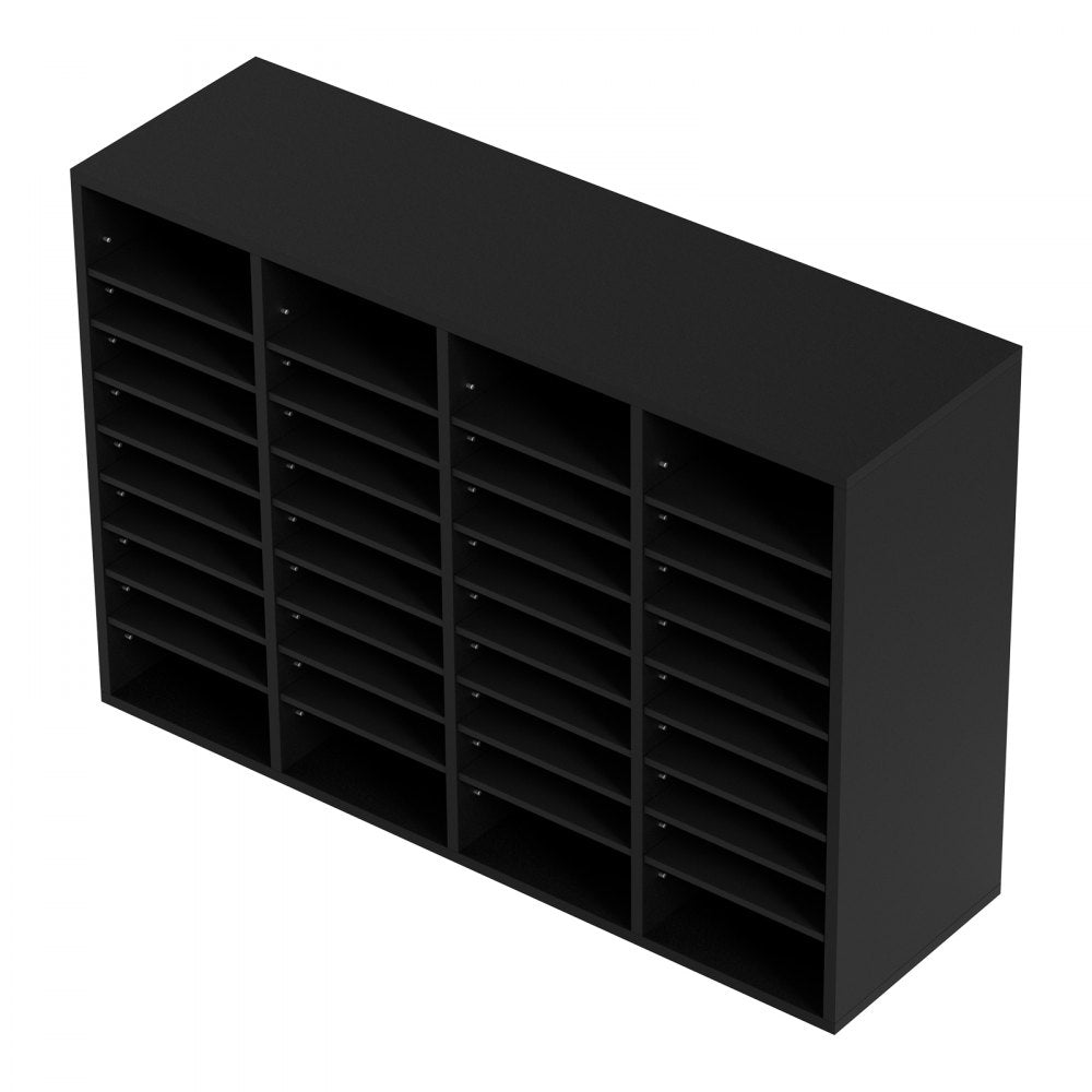 VEVOR Wood Literature Organizer, 36 Compartments, File Sorter with Removable Shelves, Mailboxes Slot for Office Home Classroom Mailrooms Organization, EPA Certified, Black