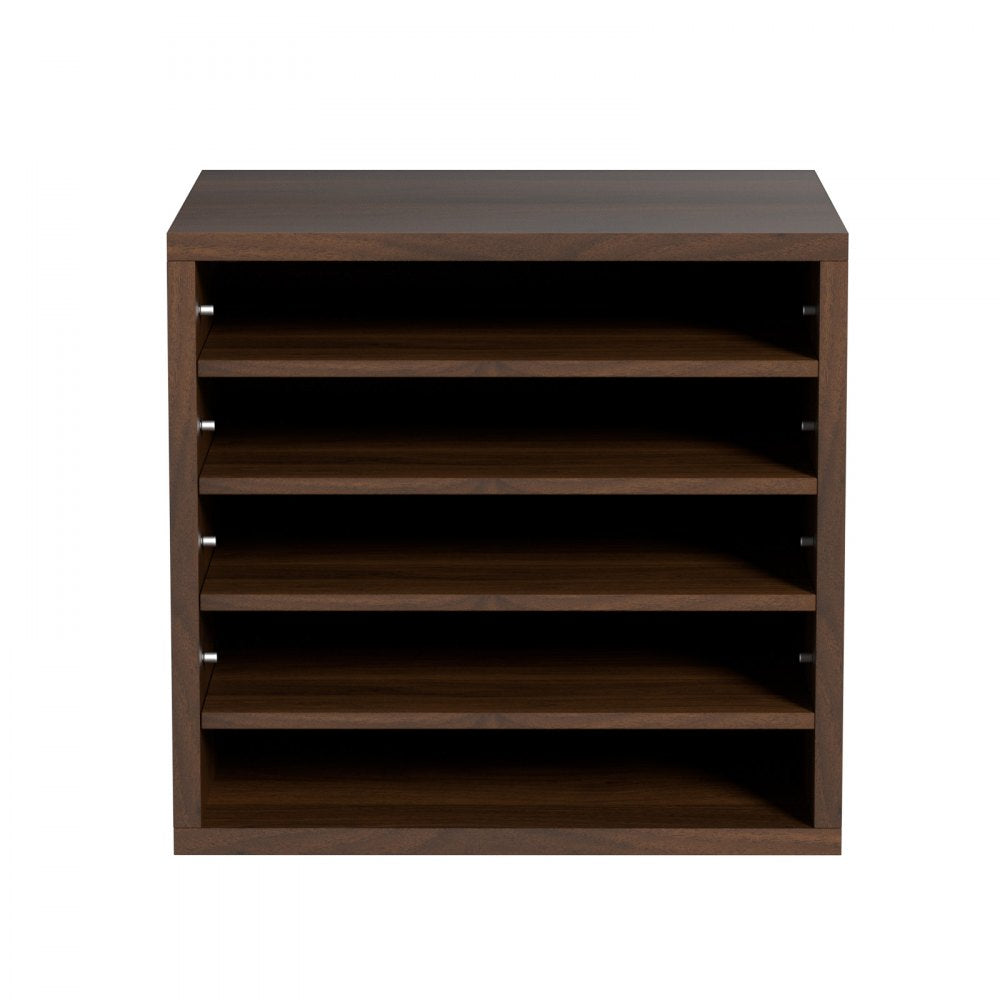 VEVOR Literature Organizers, 5 Compartments Office Mailbox with Adjustable Shelves, Wood literature sorter 13.9x12x13 inches for Office, Home, Classroom, Mailrooms Organization, EPA Certified, Brown