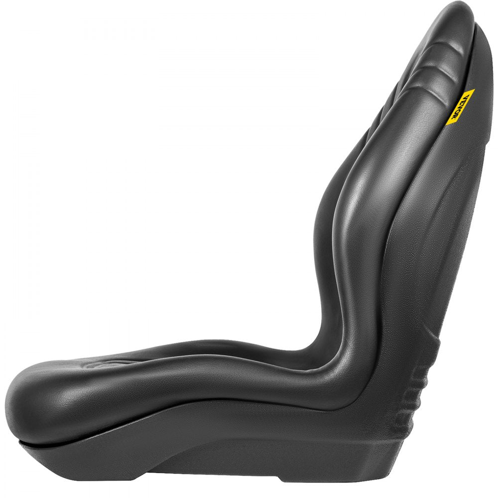 VEVOR Universal Lawn Tractor Seat Replacement, Compact High Back Mower Seat, Black Vinyl Forklift Seat, Central Drain Hole Skid Steer Seat with Mounting Bolt Patterns of 8\" x 11.5\" & 11.25\" x 11.5\
