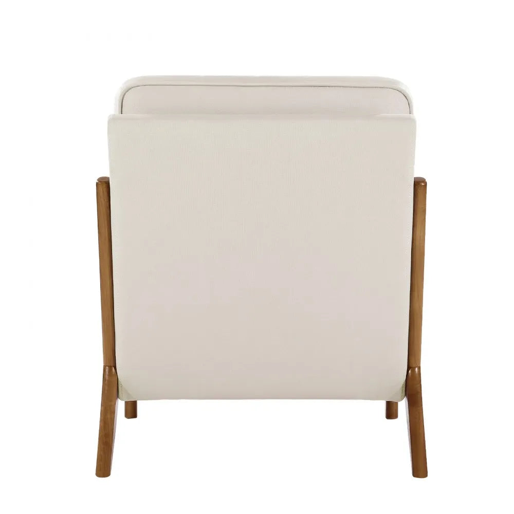 VEVOR Accent Chair, Mid Century Modern Armchair with Solid Wood Frame and Non-Slip Legs, Upholstered Leisure Chair with Linen Fabric and 5.7 in Thickened Cushion, for Living Room, Bedroom, Office